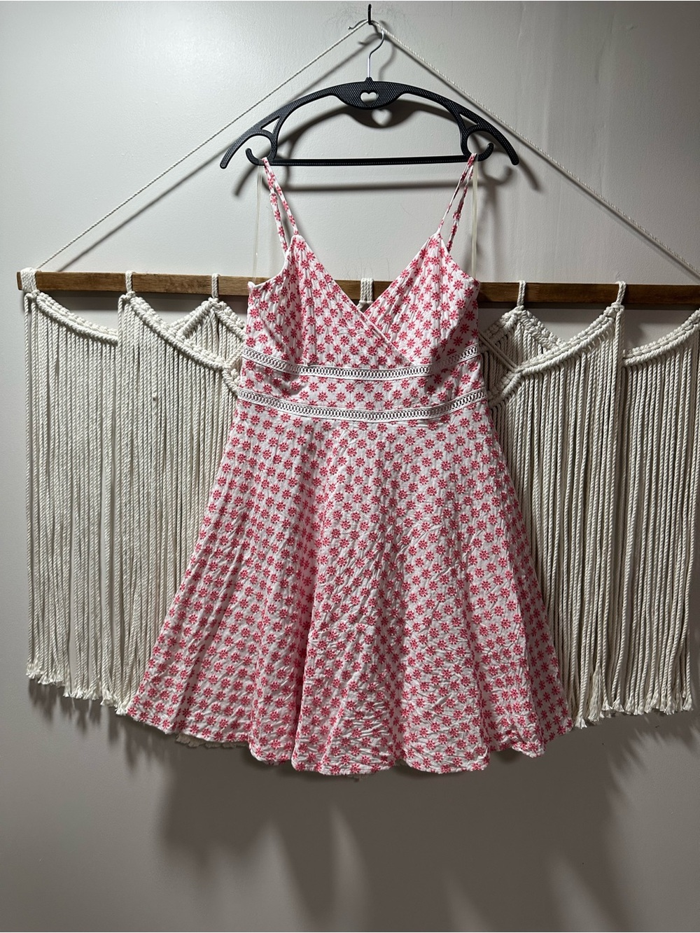 Trixxi Pink & White Floral Spaghetti-Strap Fit-and-Flare Mini Dress